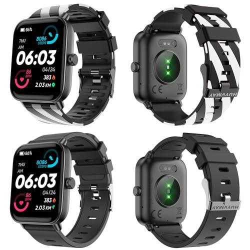 HUYVMAY Fitness Tracker Smartwatch Damen/Herren/Jugendliche mit Telefonfunktion,Alexa eingebaute Uhr, Sportuhr mit Herzfrequenz Schlafmonitor Schrittzähler 2 Uhrenarmbänder, Fitnessuhr für iOS Android von HUYVMAY