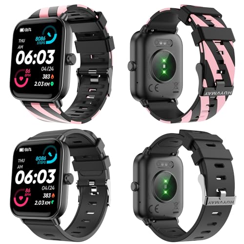 HUYVMAY Fitness Tracker Smartwatch Damen/Herren/Jugendliche mit Telefonfunktion,Alexa eingebaute Uhr, Sportuhr mit Herzfrequenz Schlafmonitor Schrittzähler 2 Uhrenarmbänder, Fitnessuhr für iOS Android von HUYVMAY