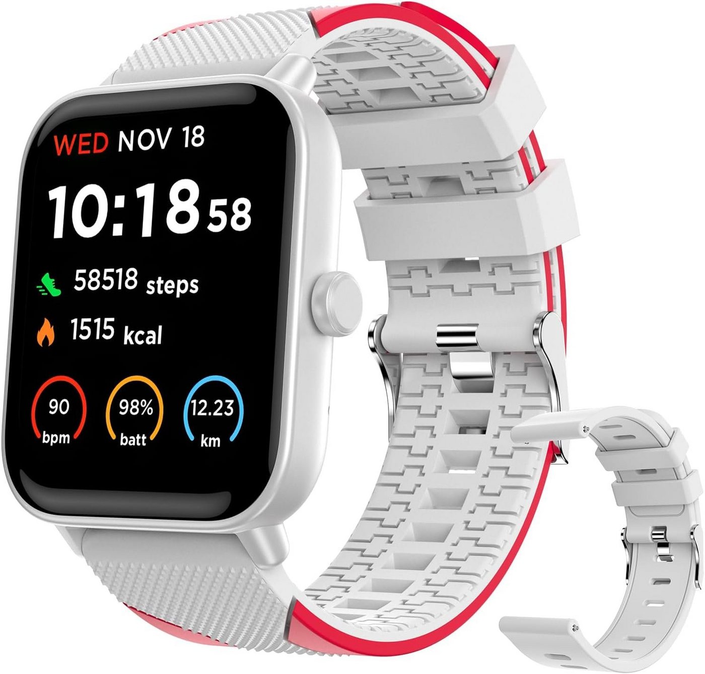 HUYVMAY Smartwatch (1,8 Zoll, Android, iOS), IP68 wasserdichte Uhr mit DIY und 120 Uhrengesichten 100 Sportmodi von HUYVMAY