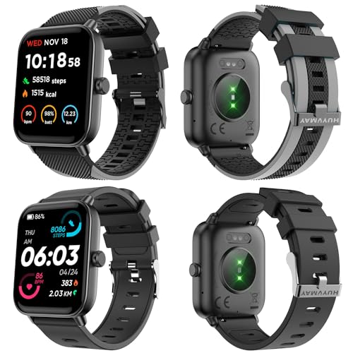 HUYVMAY Smartwatch Fitness Tracker Damen/Herren/Jugendliche mit Telefonfunktion,Alexa eingebaute Uhr, Sportuhr mit Herzfrequenz Schlafmonitor Schrittzähler 2 Uhrenarmbänder, Fitnessuhr für iOS Android von HUYVMAY