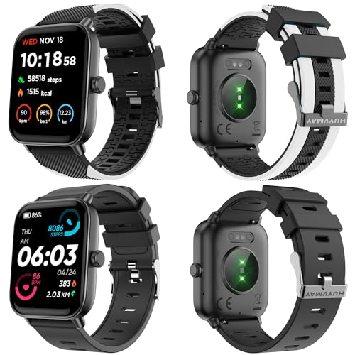 Fashion Smartwatch Fitness Tracker Herren Damen mit Telefonfunktion [2 Uhrenarmbänder] Alexa eingebaute, 1.8” HD Sportuhr mit Schlafmonitor Schrittzähler, IP68 Wasserdicht Fitnessuhr für Android iOS von HUYVMAY