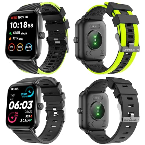 HUYVMAY Smartwatch Fitness Tracker für Damen/Herren mit Telefonfunktion, Alexa eingebaute Uhr, Sportuhr mit Herzfrequenz Schlafmonitor Schrittzähler 2 Uhrenarmbänder, IP68 Fitnessuhr für iOS Android von HUYVMAY