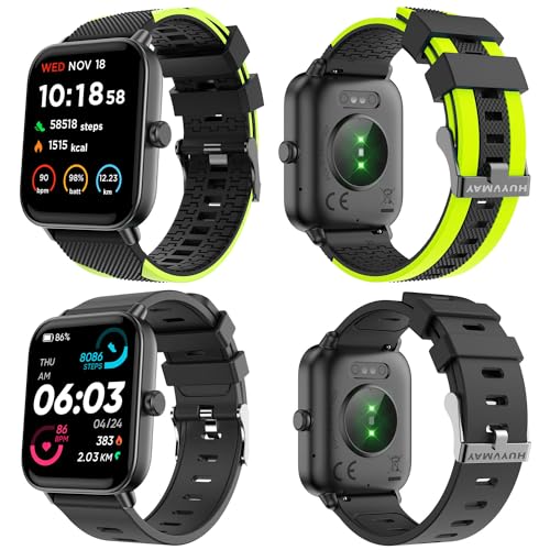 HUYVMAY Smartwatch Fitness Tracker Damen/Herren/Jugendliche mit Telefonfunktion,Alexa eingebaute Uhr, Sportuhr mit Herzfrequenz Schlafmonitor Schrittzähler 2 Uhrenarmbänder, Fitnessuhr für iOS Android von HUYVMAY