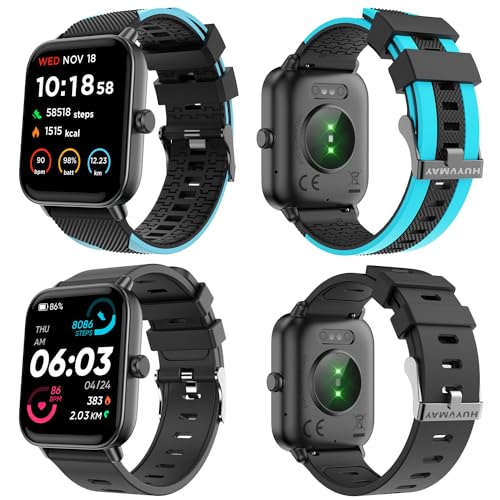 HUYVMAY Smartwatch Fitness Tracker für Damen/Herren mit Telefonfunktion, Alexa eingebaute Uhr, Sportuhr mit Herzfrequenz Schlafmonitor Schrittzähler 2 Uhrenarmbänder, IP68 Fitnessuhr für iOS Android von HUYVMAY