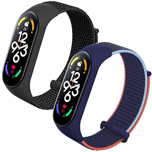 HUZU Armband Kompatibel mit Xiaomi Mi Band 7, Verstellbares Nylon Ersatzarmbänd für Xiaomi Mi Band 7/Mi Band 6/Mi Band 5, Sport Uhrenarmband für Xiaomi Mi Band 7/6/5 von HUZU