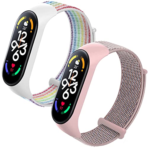 HUZU Armband Kompatibel mit Xiaomi Mi Band 7, Verstellbares Nylon Ersatzarmbänd für Xiaomi Mi Band 7/Mi Band 6/Mi Band 5, Sport Uhrenarmband für Xiaomi Mi Band 7/6/5 von HUZU