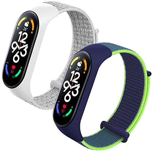 HUZU Armband Kompatibel mit Xiaomi Mi Band 7, Verstellbares Nylon Ersatzarmbänd für Xiaomi Mi Band 7/Mi Band 6/Mi Band 5, Sport Uhrenarmband für Xiaomi Mi Band 7/6/5 von HUZU