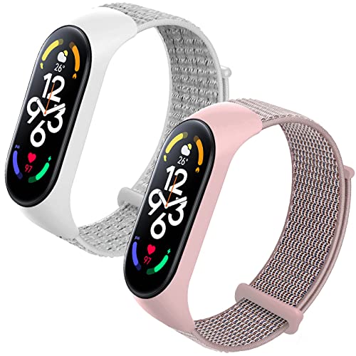 HUZU Armband Kompatibel mit Xiaomi Mi Band 7, Verstellbares Nylon Ersatzarmbänd für Xiaomi Mi Band 7/Mi Band 6/Mi Band 5, Sport Uhrenarmband für Xiaomi Mi Band 7/6/5 von HUZU