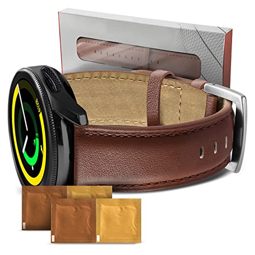 HUZU Leder Armband für Samsung Galaxy Watch 42mm, 20mm Leder Ersatzarmbander Kompatibel mit Samsung Galaxy Watch 3 41mm, Uhrenarmband für Samsung Galaxy Watch 4/Watch 4 Classic von HUZU