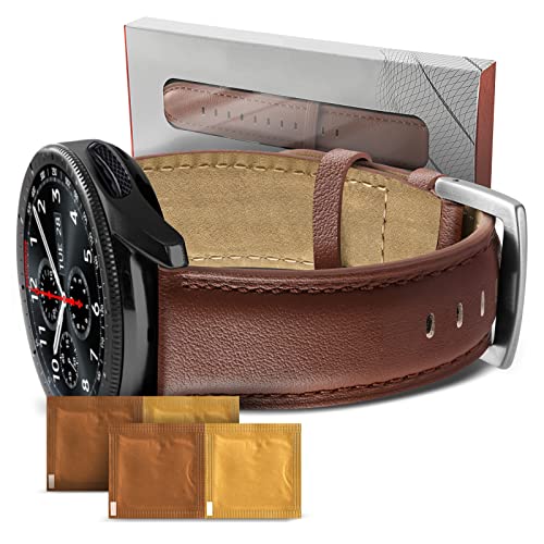 HUZU Leder Armband für Samsung Galaxy Watch 46mm, 22mm Leder Ersatzarmbander Kompatibel mit Samsung Galaxy Watch 3 45mm, Uhrenarmband für Samsung Gear S3 Frontier/Classic von HUZU