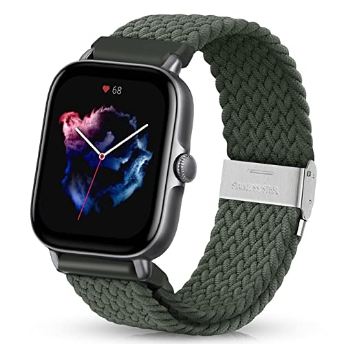 HUZU Nylon Armband für Amazfit GTS/GTS 4/GTS 4 Mini, 20mm Verstellbares Elastisch Ersatzarmband für Amazfit GTS 2/GTS 2 Mini/GTS 2e/GTS 3, Geflochtenes Sportarmband für Amazfit Bip/Bip Lite von HUZU