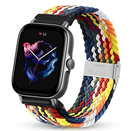 HUZU Nylon Armband für Amazfit GTS/GTS 4/GTS 4 Mini, 20mm Verstellbares Elastisch Ersatzarmband für Amazfit GTS 2/GTS 2 Mini/GTS 2e/GTS 3, Geflochtenes Sportarmband für Amazfit Bip/Bip Lite von HUZU