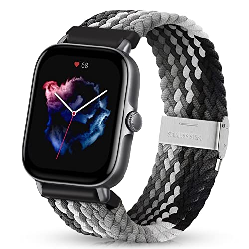 HUZU Nylon Armband für Amazfit GTS/GTS 4/GTS 4 Mini, 20mm Verstellbares Elastisch Ersatzarmband für Amazfit GTS 2/GTS 2 Mini/GTS 2e/GTS 3, Geflochtenes Sportarmband für Amazfit Bip/Bip Lite von HUZU