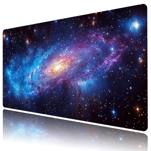 HVEST Galaxy Extended Gaming-Mauspad, blau-violett, Galaxie-Weltraum-Schreibtischunterlage, XL, große Tastatur und Mauspad mit rutschfester Gummiunterseite und genähtem Rand für Spiel, Büro, Zuhause HVEST Galaxy Extended Gaming-Mauspad, blau-violett, Galaxie-Weltraum-Schreibtischunterlage, XL, große Tastatur und Mauspad mit rutschfester Gummiunterseite und genähtem Rand für Spiel, Büro, Zuhause von HVEST