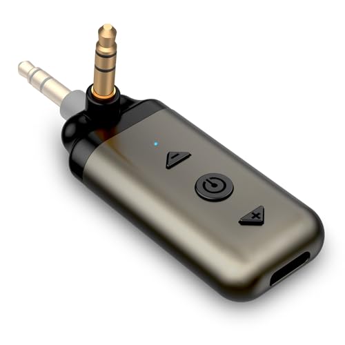 HVMLAK Aux Bluetooth 5.3 Adapter Auto, Empfänger mit Rotierbarem 3.5 Klinke, für Home Stereo, Musik Streaming, Freisprechanruf, Lautstärke und Spursteuerung, 12 Stunden Batterie von HVMLAK