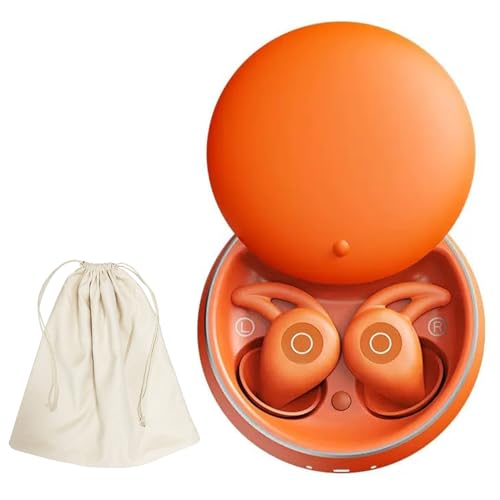 Novonell SnoozePods Pro, Anti Schnarch-Kopfhörer für Seitenschläfer, Ultrabequem & Geräuschfrei Schlafen mit ANC, Mini Bluetooth Sleepbuds mit 24h Akku, Aufbewahrungstasche inklusive (orange Farbe) von HVZUYY
