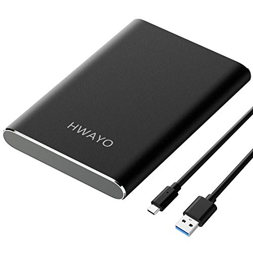 HWAYO Externe Festplatte, 1 TB, USB 3.1 Gen 1 Typ C, ultradünn, 6,3 cm (2,5 Zoll) HDD-Speicher, kompatibel für PC, Desktop, Laptop, Mac, Xbox One, Schwarz von HWAYO
