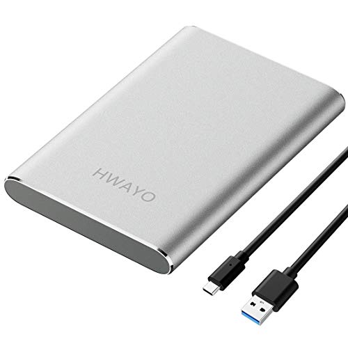 HWAYO Externe Festplatte, 320 GB, USB 3.1 Gen 1 Typ C, ultradünn, 6,3 cm (2,5 Zoll), kompatibel für PC, Desktop, Laptop, Mac, Xbox One (Silber) von HWAYO