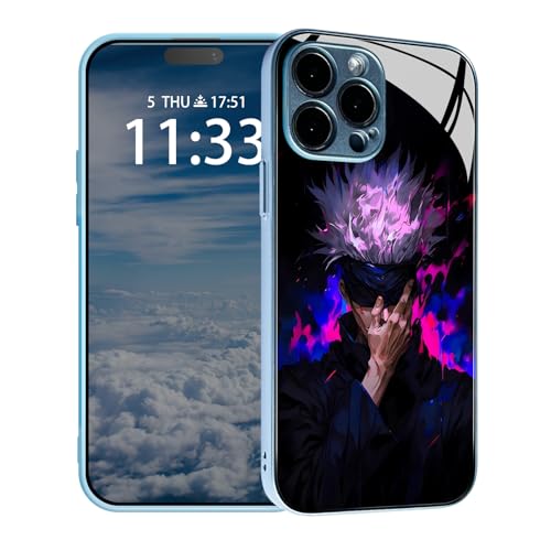 HWLHJJ Anime Farb Handyhülle - Stoßfeste weiche Silikonhülle - Manga Glas Schutzhülle (Blau, JJK Satoru Gojo,für iPhone 13) von HWLHJJ