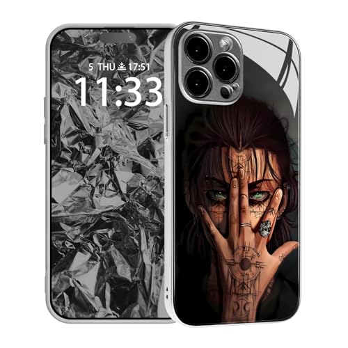 HWLHJJ Eren Jäger AOT Einzigartige Anime-Charakter-Silber Handyhülle, stoßfeste Schutzhülle, Manga-Musterhülle für iPhone 15 Pro Max von HWLHJJ