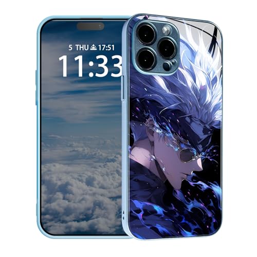 HWLHJJ Satoru Gojo JJK Manga-Charakter-Muster-Abdeckung, Anime, wasserdichte Blau Handyhülle, stoßfeste TPU-Schutzhülle für iPhone 14 Pro Max von HWLHJJ