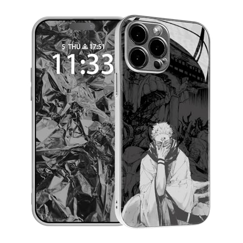 HWLHJJ Sukuna JJK Japanische Anime-Silber Handyhülle, wasserabweisend, individuelles einzigartiges Design, Manga-Schutzhülle für iPhone 15 von HWLHJJ