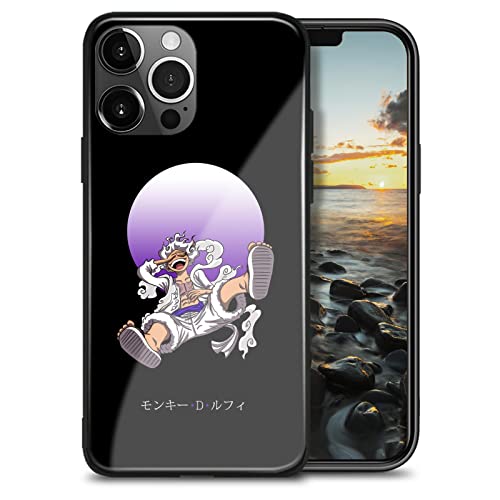 Japanische Anime-Schutzhülle, weiche Silikonhülle, stoßfest, Manga-Druck, Glas-Handyhüllen (Luffy Gear 5 Joy Joy Nika, für iPhone 12 Mini) von HWLHJJ