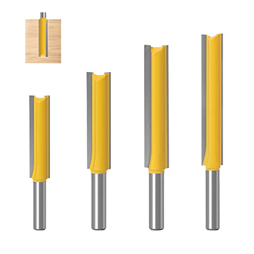 4 Stück Fräser für Oberfräse 8mm Schaft, Extra Langer Bündigfräser, für Holz Fräser Schneiden Nutfräsen (72mm, 83mm, 96mm,109mm) von HWTONG