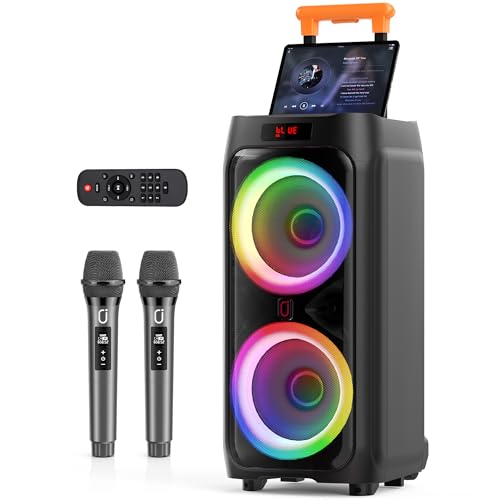 HWWR Karaoke Machine mit 2 Mikrofones, großer Tragbaren Bluetooth Lautsprecher mit RGB-Licht, Karaoke Anlage für Karaoke, Hausparty, PA-System für Erwachsene Partybox Unterstützt TWS,TF/USB, AUX,Rec HWWR Karaoke Machine mit 2 Mikrofones, großer Tragbaren Bluetooth Lautsprecher mit RGB-Licht, Karaoke Anlage für Karaoke, Hausparty, PA-System für Erwachsene Partybox Unterstützt TWS,TF/USB, AUX,Rec von HWWR