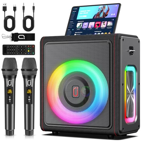 HWWR Karaoke Maschine mit 2 drahtlosen Mikrofones, Tragbaren Bluetooth 5.3 Karaoke Anlage Lautsprecher mit RGB-Licht für Hausparty, PA-System für Erwachsene Partybox Unterstützt,TWS HWWR Karaoke Maschine mit 2 drahtlosen Mikrofones, Tragbaren Bluetooth 5.3 Karaoke Anlage Lautsprecher mit RGB-Licht für Hausparty, PA-System für Erwachsene Partybox Unterstützt,TWS von HWWR
