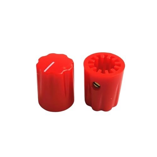 HWWW 13 x 16 mm Kunststoffknopf for Gitarrenverstärker, DVD-Lautstärkeregler, Effektknopf, Innenloch 6,4 mm.(Red) von HWWW