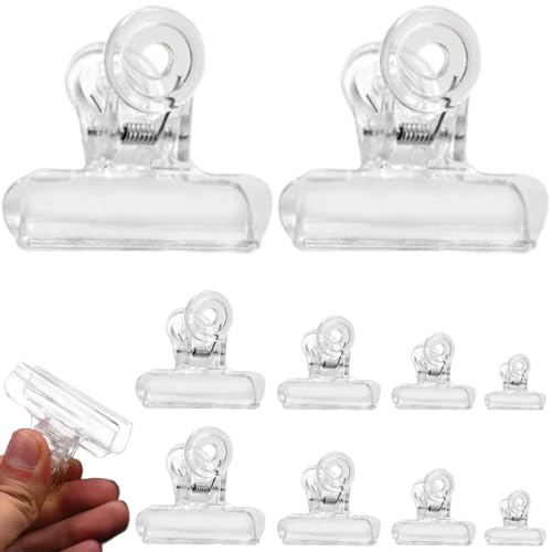 10pcs Kunststoffpapierclips, Multifunktions-Mini-Klar-Dateiclips, 5 Größen wiederverwendbare Klemmen Hackle Holding Tools für Postkarten, Fotos, Message Boards Plastikpapier von HWXZUUO