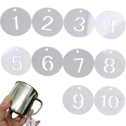 10pcs Zahlen-Tags, 1-10 Edelstahl-Nummern-Tags, Identifikation mit Schlüsselringen 0, 9 Zoll rund ausgehöhlte Hang Gravierte Nummernschlüsselketten-Mehrzweck-Etikett 10pcs Zahlen-Tags, 1-10 Edelstahl-Nummern-Tags, Identifikation mit Schlüsselringen 0, 9 Zoll rund ausgehöhlte Hang Gravierte Nummernschlüsselketten-Mehrzweck-Etikett von HWXZUUO
