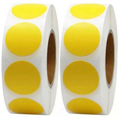 Aufkleber Punkte, 2 Rollen 1000 Stück Runde Punktaufkleber 1 Zoll, selbstklebende DOT-Aufkleber, beschreibbarer Etikett für Umschlag, Handwerk, Schulprojekte, gelbe Aufkleberpunkte Aufkleber Punkte, 2 Rollen 1000 Stück Runde Punktaufkleber 1 Zoll, selbstklebende DOT-Aufkleber, beschreibbarer Etikett für Umschlag, Handwerk, Schulprojekte, gelbe Aufkleberpunkte von HWXZUUO