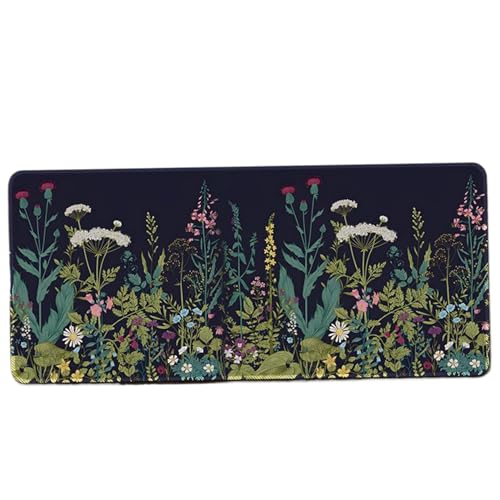 Blumen-Schreibtischmatte, 32 x 12 Zoll verlängertes Blumenmaus-Pad mit nicht rutscher Gummi-Basis, einfach zu reinigendes großes Maus-Pad, Tastatur-Computer-Schreibtischmatte für Büro, Zuhause Blumen-Schreibtischmatte, 32 x 12 Zoll verlängertes Blumenmaus-Pad mit nicht rutscher Gummi-Basis, einfach zu reinigendes großes Maus-Pad, Tastatur-Computer-Schreibtischmatte für Büro, Zuhause von HWXZUUO