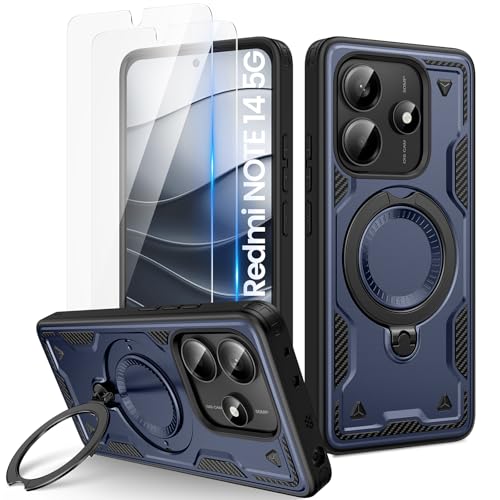 HWeggo Hülle für Redmi Note 14 5G, Militärischer Stoßfest Handyhülle mit 2 Stück Displayschutzfolie, 360° Rotate Ring Ständer, Robust Militär Schutzhülle für Xiaomi Redmi Note 14 5G, Blau HWeggo Hülle für Redmi Note 14 5G, Militärischer Stoßfest Handyhülle mit 2 Stück Displayschutzfolie, 360° Rotate Ring Ständer, Robust Militär Schutzhülle für Xiaomi Redmi Note 14 5G, Blau von HWeggo