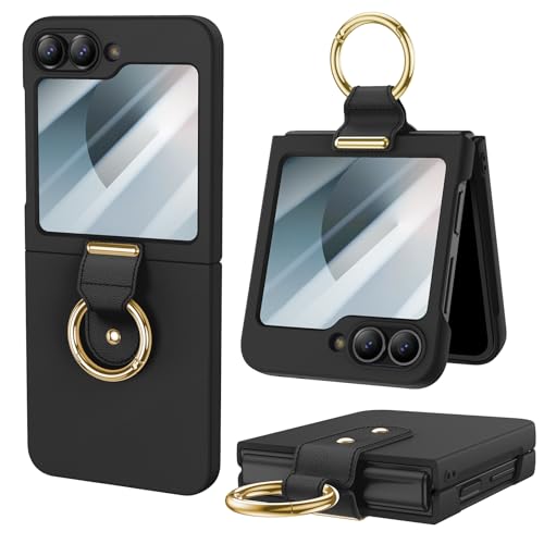 HWeggo Handyhülle für Samsung Galaxy Z Flip 6 Hülle, ultradünner PC für Samsung Z Flip 6 Schutzhülle mit äußerer Displayschutzfolie und Ring, stoßfest-schwarz HWeggo Handyhülle für Samsung Galaxy Z Flip 6 Hülle, ultradünner PC für Samsung Z Flip 6 Schutzhülle mit äußerer Displayschutzfolie und Ring, stoßfest-schwarz von HWeggo
