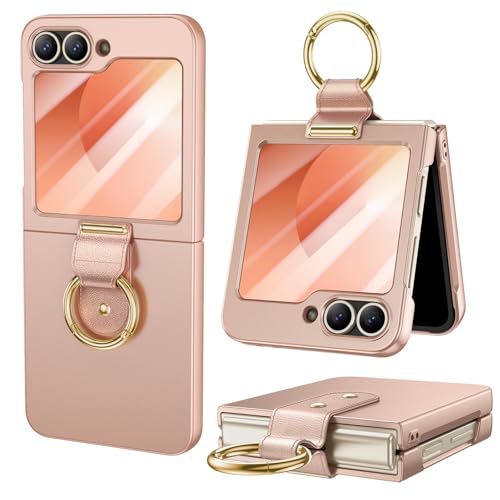 HWeggo Handyhülle für Samsung Galaxy Z Flip 6 Hülle, ultradünner PC für Samsung Z Flip 6 Schutzhülle mit äußerer Displayschutzfolie und Ring, stoßfest-GOLDEN HWeggo Handyhülle für Samsung Galaxy Z Flip 6 Hülle, ultradünner PC für Samsung Z Flip 6 Schutzhülle mit äußerer Displayschutzfolie und Ring, stoßfest-GOLDEN von HWeggo