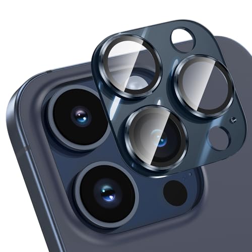 HWeggo Kameraschutz für iPhone 15 Pro/iPhone 15 Pro Max Kamera Schutz, [Kratzfest, Stabil], Ultra-Klar 9H Härte Kameraschutz für iPhone 15 Pro Max/iPhone 15 Pro Kameraschutz,Blau von HWeggo