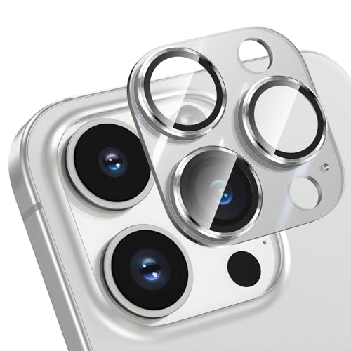 HWeggo Kameraschutz für iPhone 15 Pro/Pro Max, [Kratzfest, Stabil], Ultra-Klar 9H Härte Schutz für Kamera, Grau von HWeggo