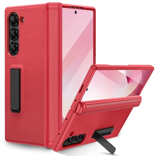 HWeggo Hülle für Samsung Galaxy Z Fold 6 mit Ständer & Panzerglas Displayschutzfolie, Robuste Ganzkörper-Handyhülle, Militär Schutzhülle mit Scharnierschutz(Rot) HWeggo Hülle für Samsung Galaxy Z Fold 6 mit Ständer & Panzerglas Displayschutzfolie, Robuste Ganzkörper-Handyhülle, Militär Schutzhülle mit Scharnierschutz(Rot) von HWeggo