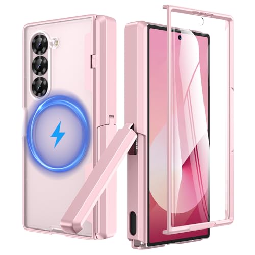 HWeggo für Samsung Galaxy Z Fold 6 Case mit Kickstand & Front Screen Protector, mit magnetischer Aufladung Magnetische Scharnier Schutz, stoßfest schützende Handyhülle,Pink HWeggo für Samsung Galaxy Z Fold 6 Case mit Kickstand & Front Screen Protector, mit magnetischer Aufladung Magnetische Scharnier Schutz, stoßfest schützende Handyhülle,Pink von HWeggo