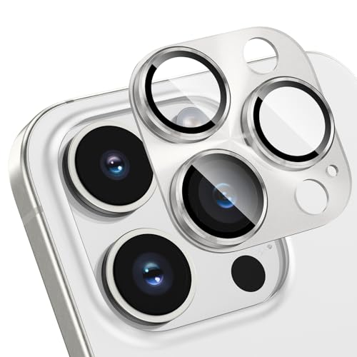 HWeggo für iPhone 16 Pro Max/iPhone 16 Pro Kameraschutz - 9H Härte Kratzfest Blasenfrei, HD Gehärtetes Kamera Metallglas Panzer Schutz Glas Displayschutz Folie, Silber Titanium HWeggo für iPhone 16 Pro Max/iPhone 16 Pro Kameraschutz - 9H Härte Kratzfest Blasenfrei, HD Gehärtetes Kamera Metallglas Panzer Schutz Glas Displayschutz Folie, Silber Titanium von HWeggo