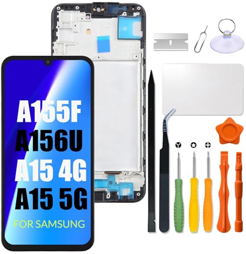 Ersatz-LCD-Display für Samsung Galaxy A15 4G / 5G für Samsung A155 A156 LCD-Bildschirm A155F A156U Touch-Digitizer mit Reparatur-Set (mit Rahmen) von HWszyss