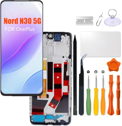 Ersatz für OnePlus Nord N30 5G LCD-Bildschirm mit Rahmen für One Plus N30 CPH2513 CPH2515 LCD Touchscreen Display Panel Digitizer Montage mit Reparaturset (mit Rahmen) von HWszyss