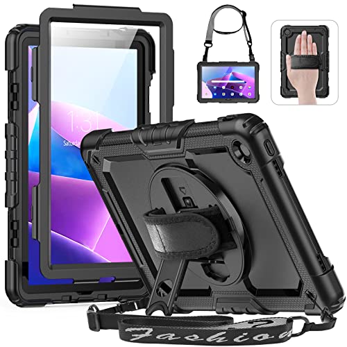 HXCASEAC Lenovo Tab M10 Plus 3rd Gen Hülle 10.6 Zoll mit Displayschutzfolie/360 Drehbare Handschlaufe/Ständer, 3-Lagige Schutzhülle M10 Plus Tablet Hülle (TB-125FU TB-128FU TB-128XU) Cover 2022, von HXCASEAC