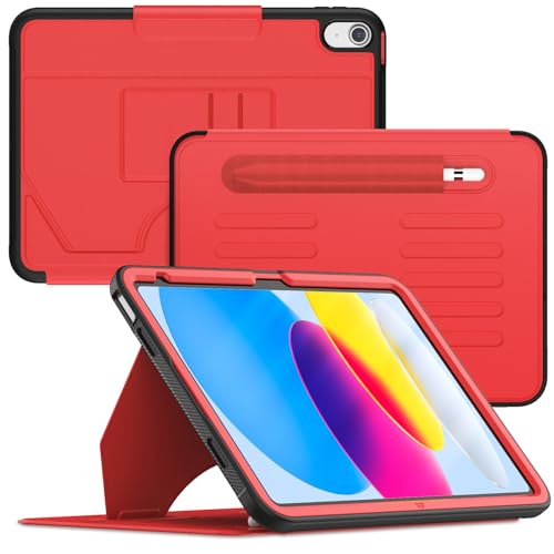 HXCASEAC Schutzhülle für iPad 10. Generation mit starker magnetischer Abdeckung, 27,7 cm (10 Zoll), Schutz mit Multi-Winkel-Ständer, Stifthalter, Kartenfächern für iPad 10. Generation, von HXCASEAC