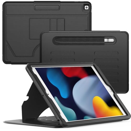 HXCASEAC Schutzhülle für iPad 9. / 8. / 7. Generation mit starker magnetischer Abdeckung, 25,9 cm (10,2 Zoll), Schutz mit Multi-Winkel-Ständer, Stifthalter, Kartenfächer von HXCASEAC
