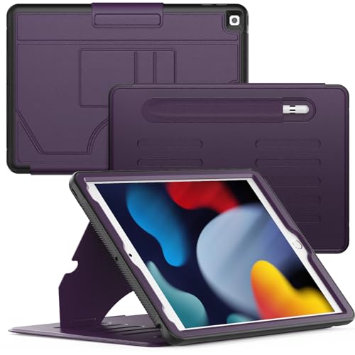 HXCASEAC Schutzhülle für iPad 9. / 8. / 7. Generation mit starker magnetischer Abdeckung, 25,9 cm (10,2 Zoll), mit Multi-Winkel-Ständer, Stifthalter, Kartenfächer von HXCASEAC