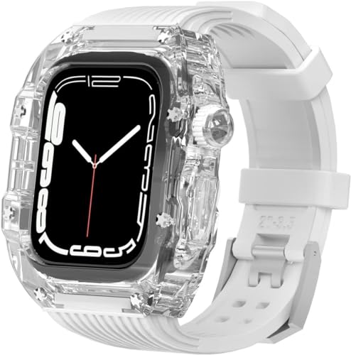 Hard PC Transparent Watch Case Silikon -Gurt -Kit , kompatibel mit Apple Watch Ultra 8 7 6 5 4 Se 44mm 45 -mm -Serie , Leichtes Schockdosenkoffer Gummi -Gurt -Ersatzzubehör Hard PC Transparent Watch Case Silikon -Gurt -Kit , kompatibel mit Apple Watch Ultra 8 7 6 5 4 Se 44mm 45 -mm -Serie , Leichtes Schockdosenkoffer Gummi -Gurt -Ersatzzubehör von HXFFXHF